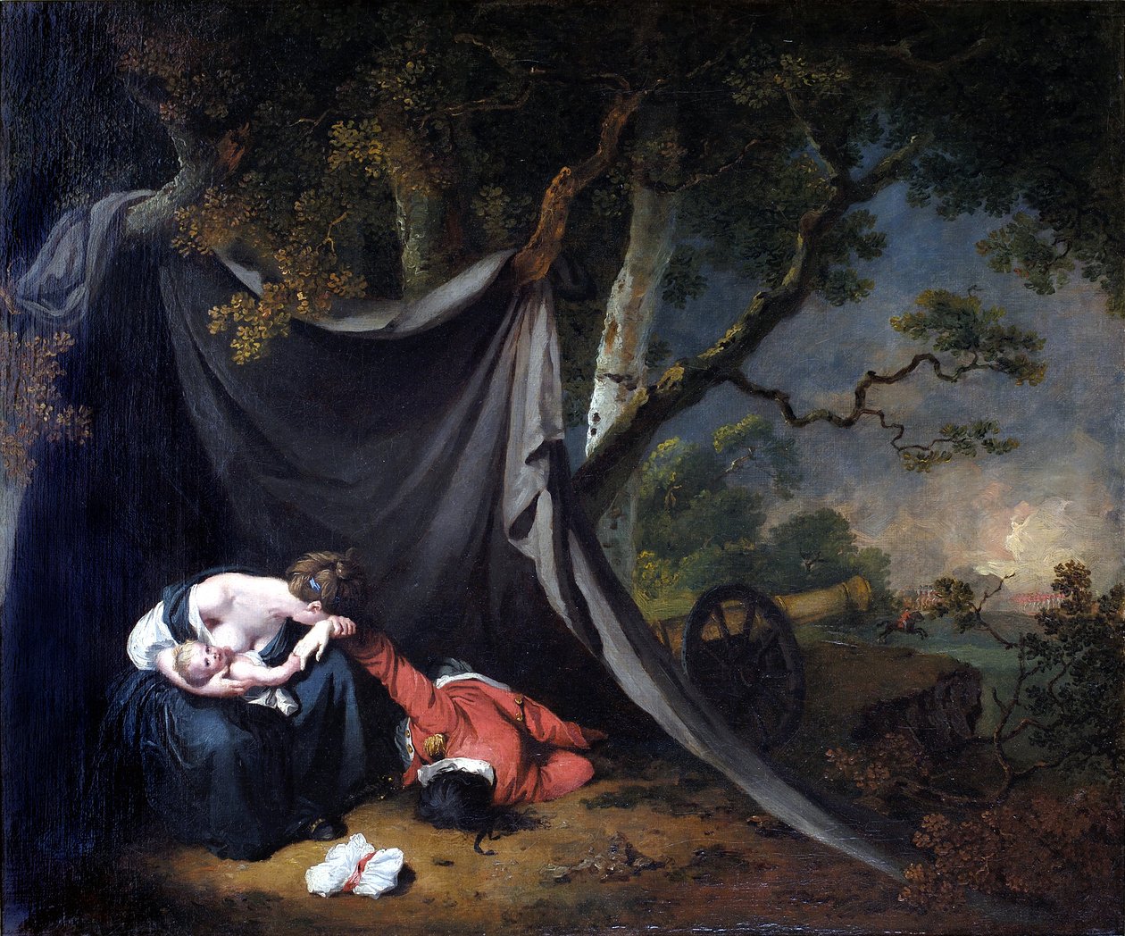 Martwy żołnierz, ok. 1789 (olej na płótnie) autorstwa Joseph Wright of Derby