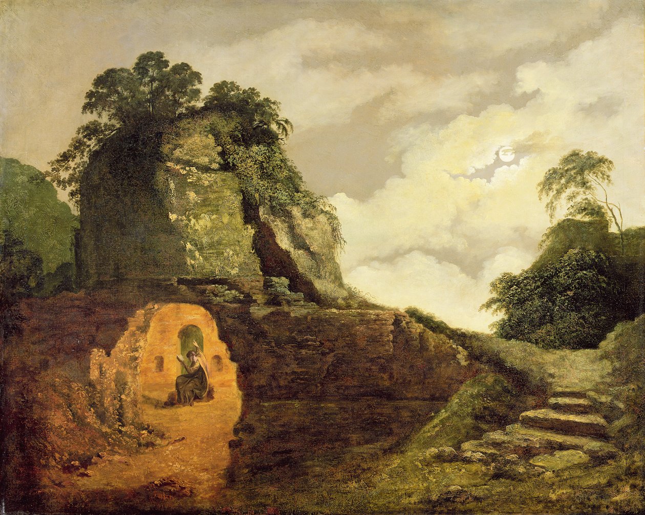 Grobowiec Wergiliusza przy świetle księżyca z Silius Italicus autorstwa Joseph Wright of Derby