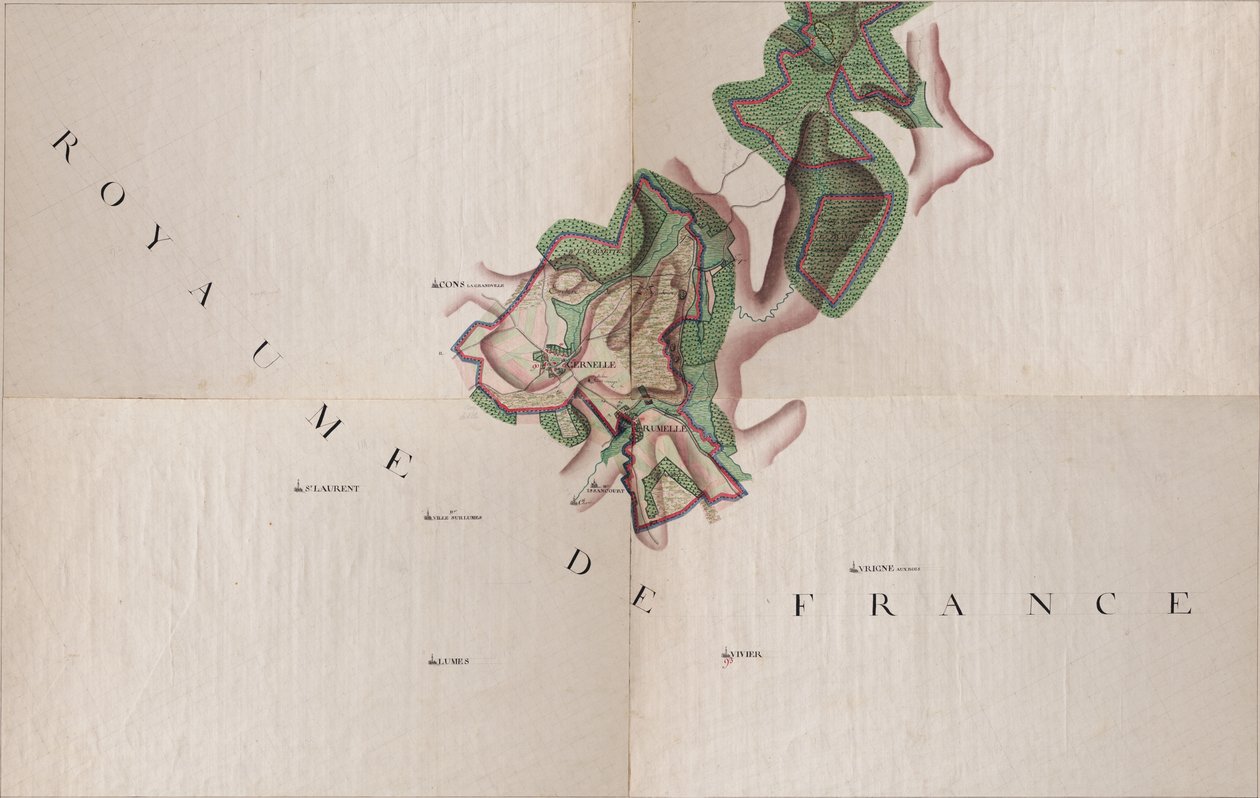 Mapa Gernelle, Belgia autorstwa Josepha de Ferraris (1726 – 1814) autorstwa Joseph de Ferraris