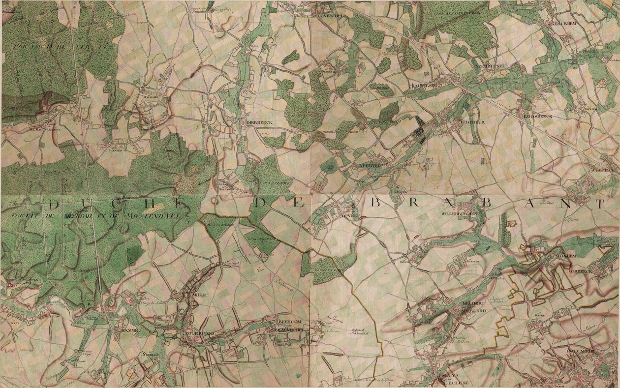 Mapa Hougaerde - Hoegaarden autorstwa Joseph de Ferraris