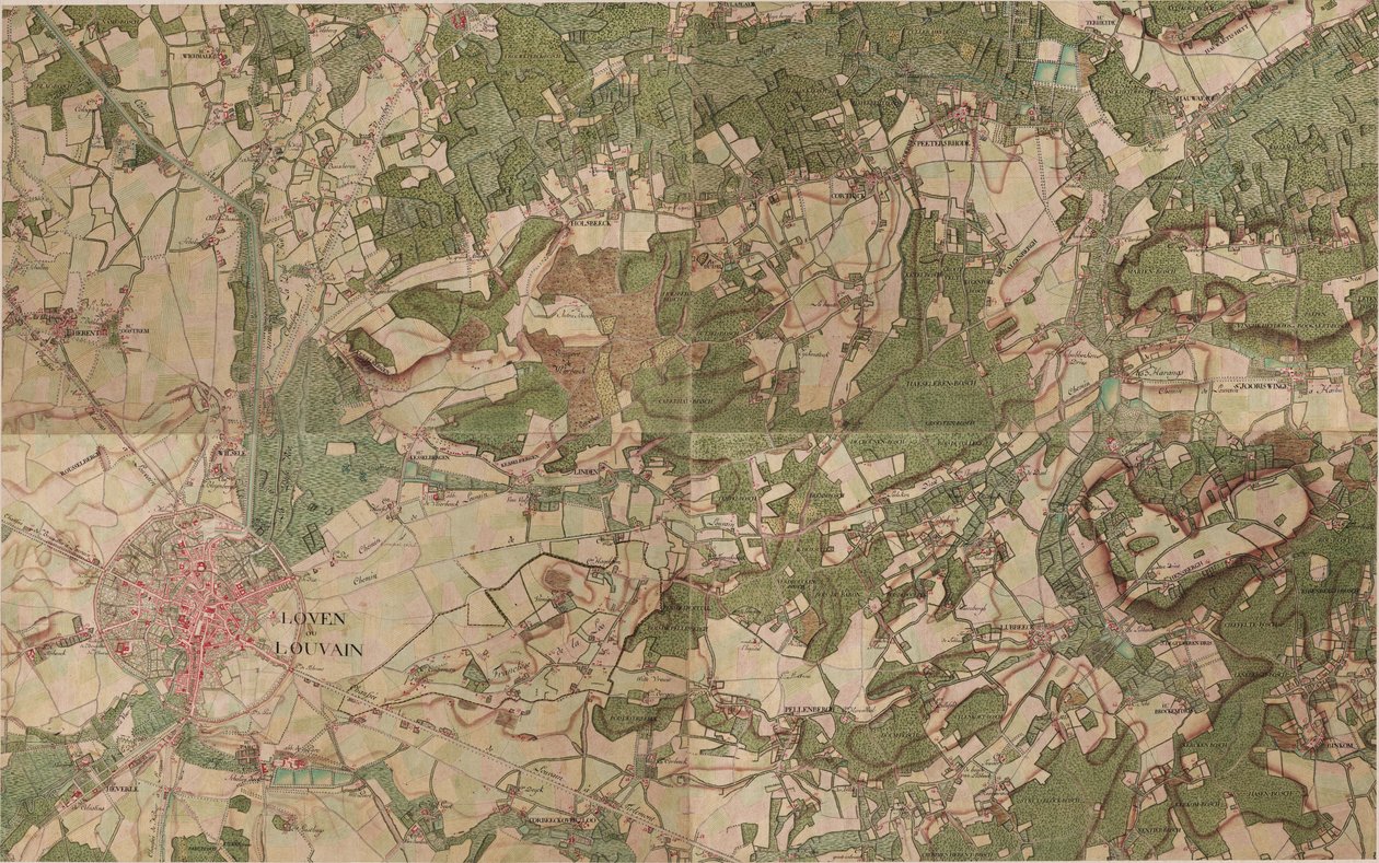 Mapa loven I Louvain - Leuven autorstwa Joseph de Ferraris
