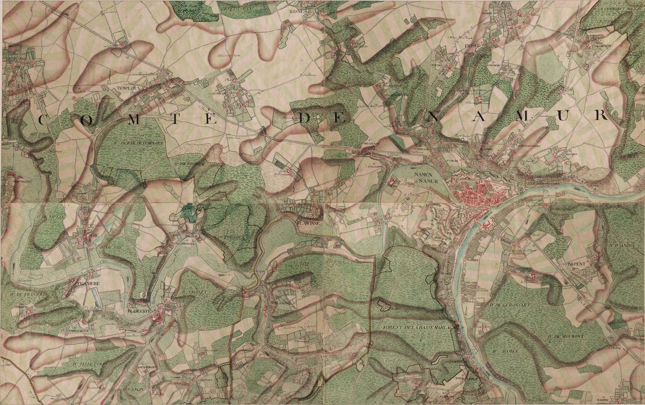 Mapa Namur autorstwa Joseph de Ferraris