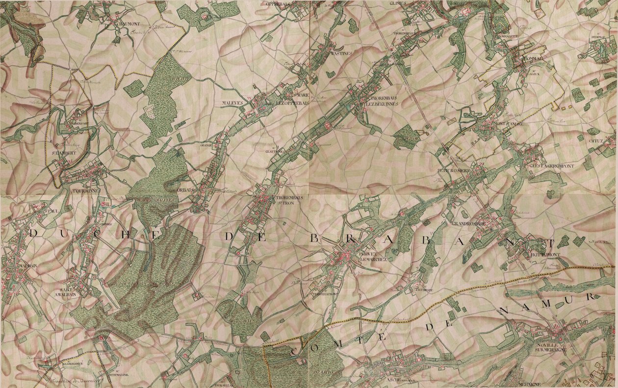 Mapa Perwez le Marchez - Perwez autorstwa Joseph de Ferraris