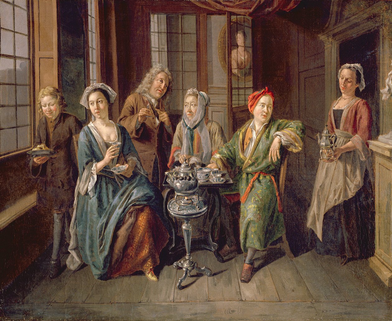 Przyjęcie herbaciane, ok. 1720 r. (olej na płótnie) autorstwa Joseph van Aken