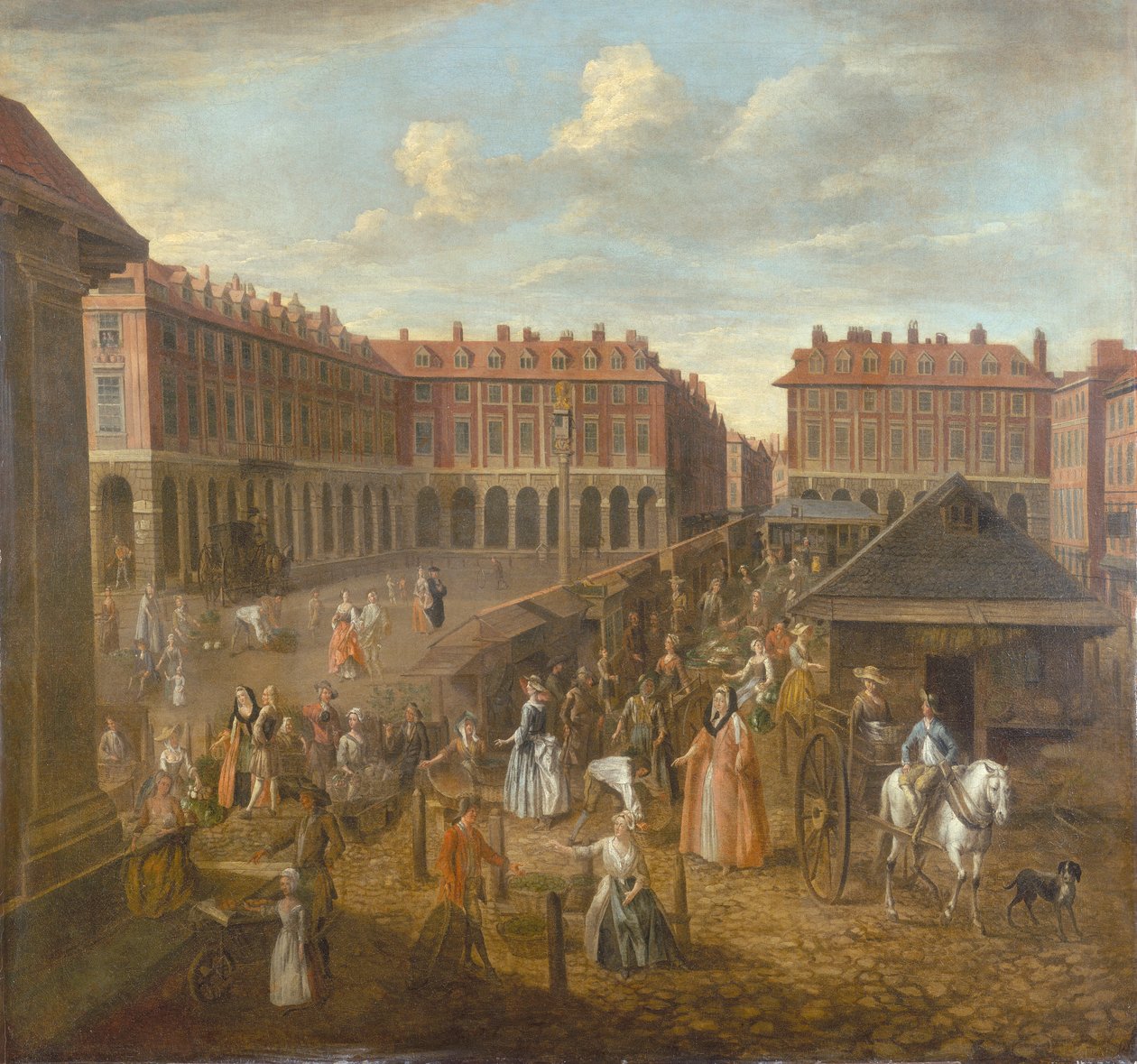 „Piazza i rynek w Covent Garden”, ok. 1725 r. autorstwa Joseph van Aken