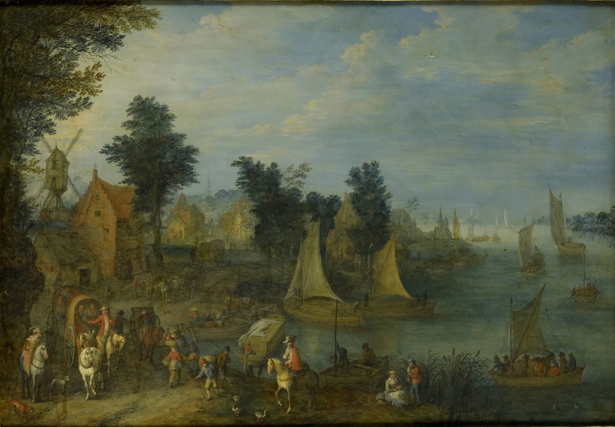 Wioska nad brzegiem rzeki autorstwa Joseph van Bredael