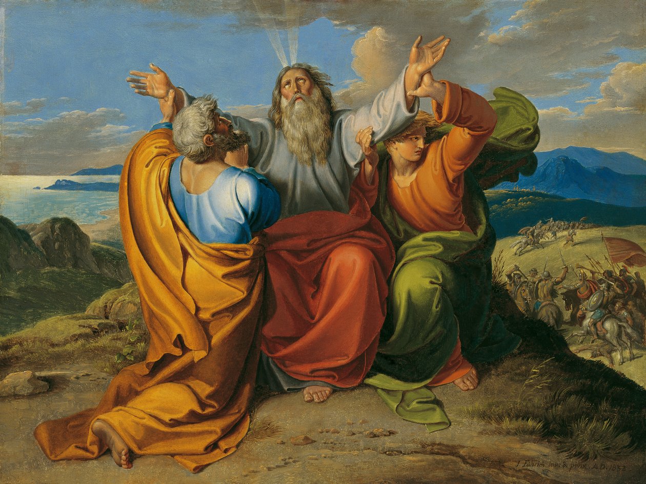 Mojżesz modlący się z Aaronem i Hurem na górze Horeb autorstwa Joseph von Fuhrich
