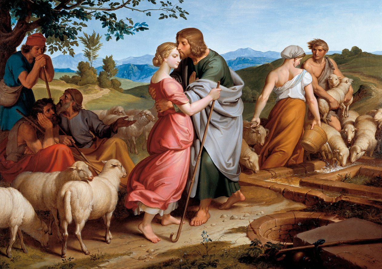 Jacob spotyka Rachelę, córkę Labana przy studni autorstwa Joseph von Fuhrich