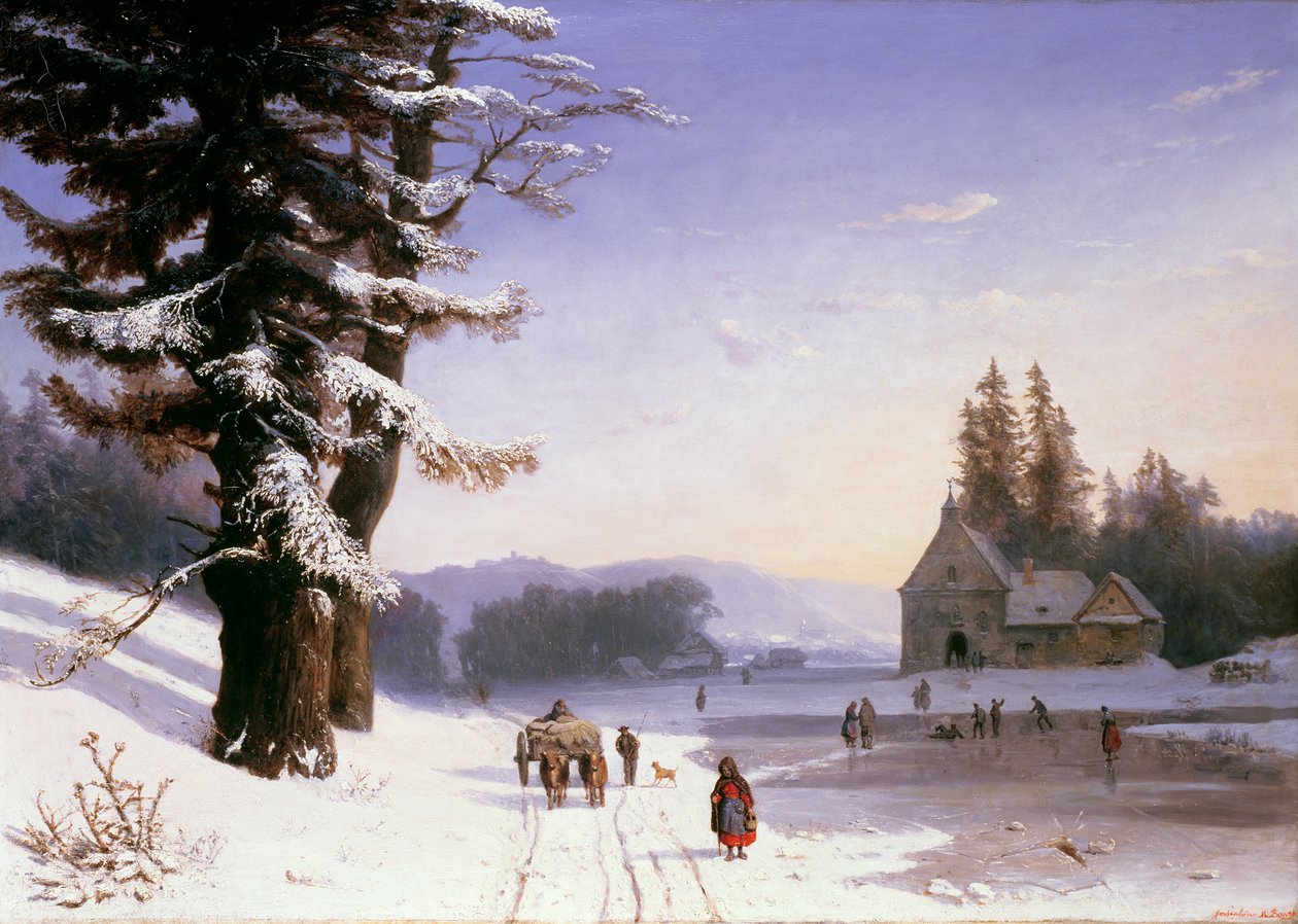 Śnieżna scena na południu Francji, 1868 r. autorstwa Josephine Bowes
