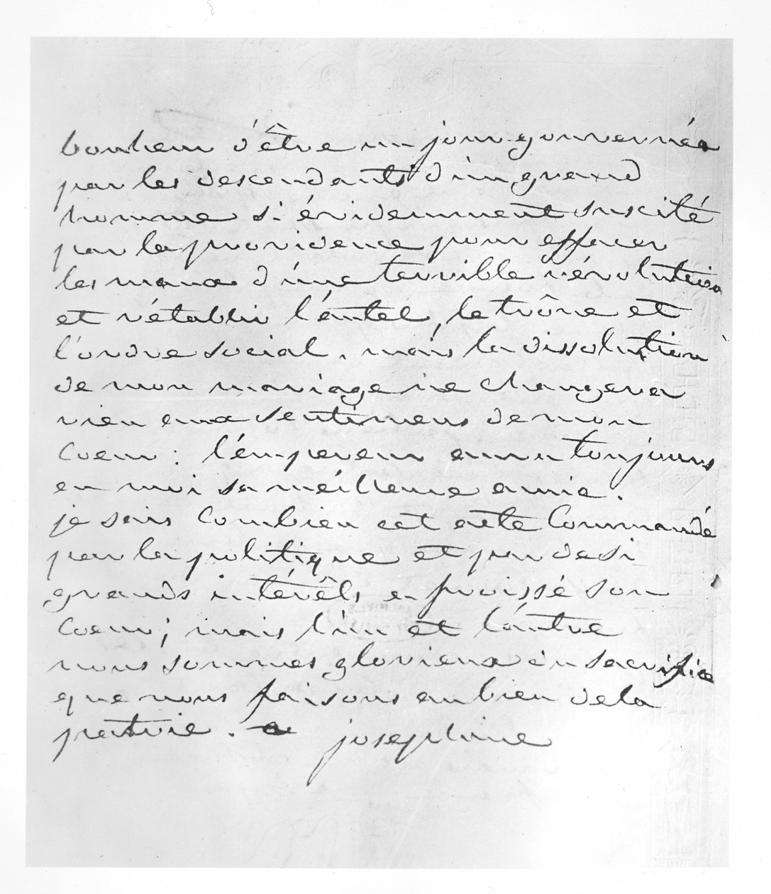 List od cesarzowej Józefiny wyrażający zgodę na unieważnienie jej małżeństwa z Napoleonem, 1809 autorstwa Josephine de Beauharnais