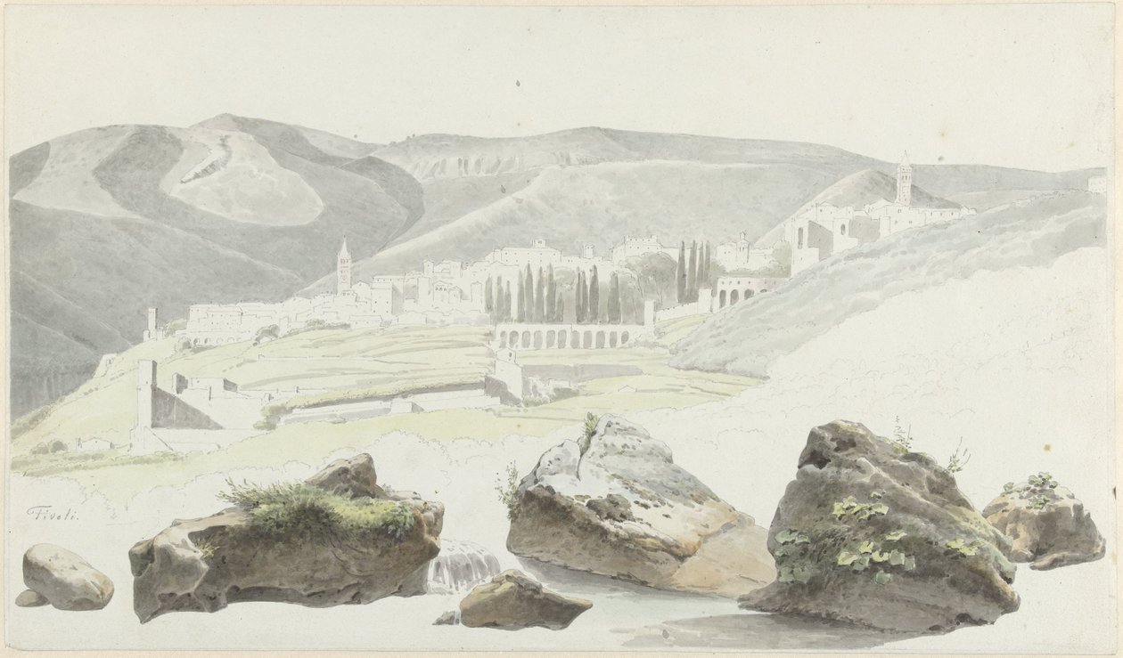 Krajobraz i pejzaż miejski w Tivoli autorstwa Josephus Augustus Knip