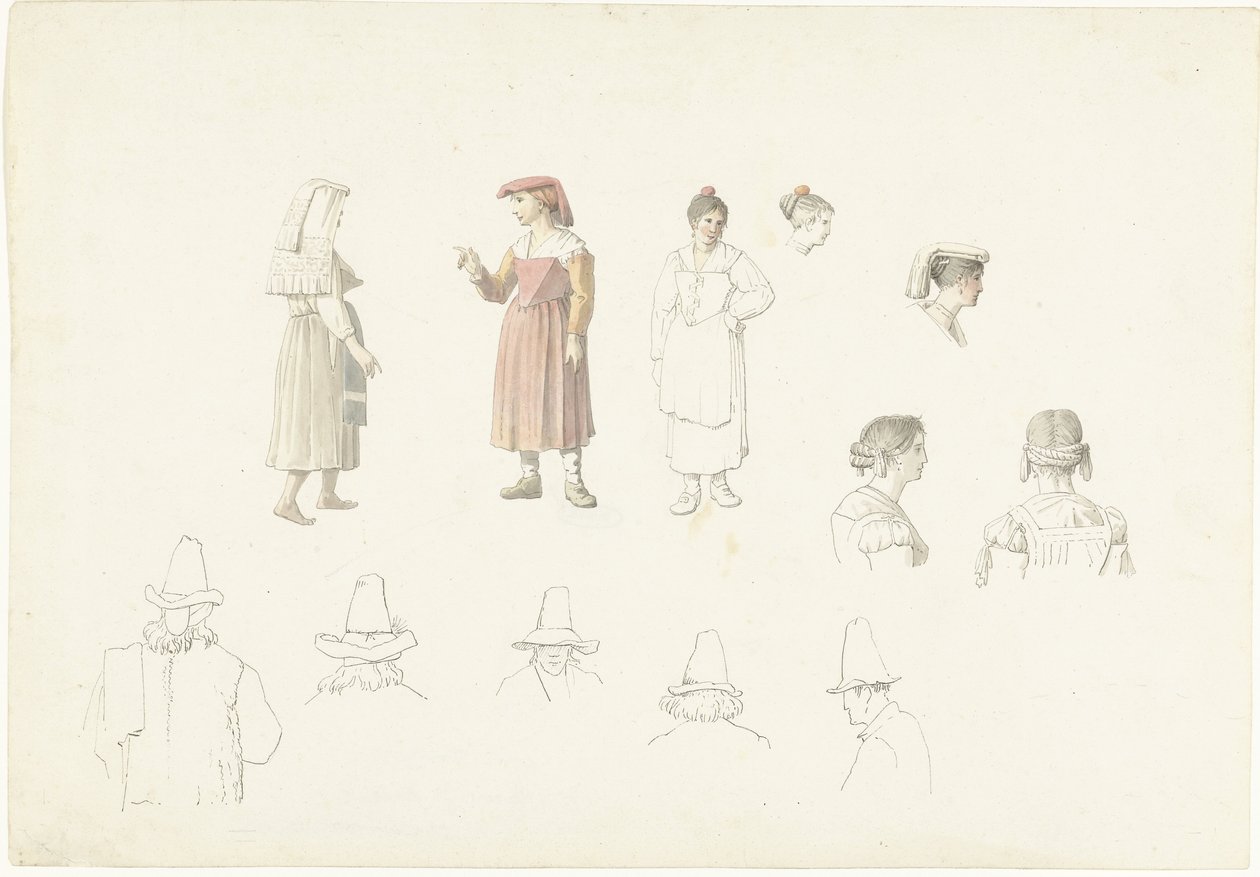 Arkusz do nauki z włoskimi rolnikami i chłopkami autorstwa Josephus Augustus Knip