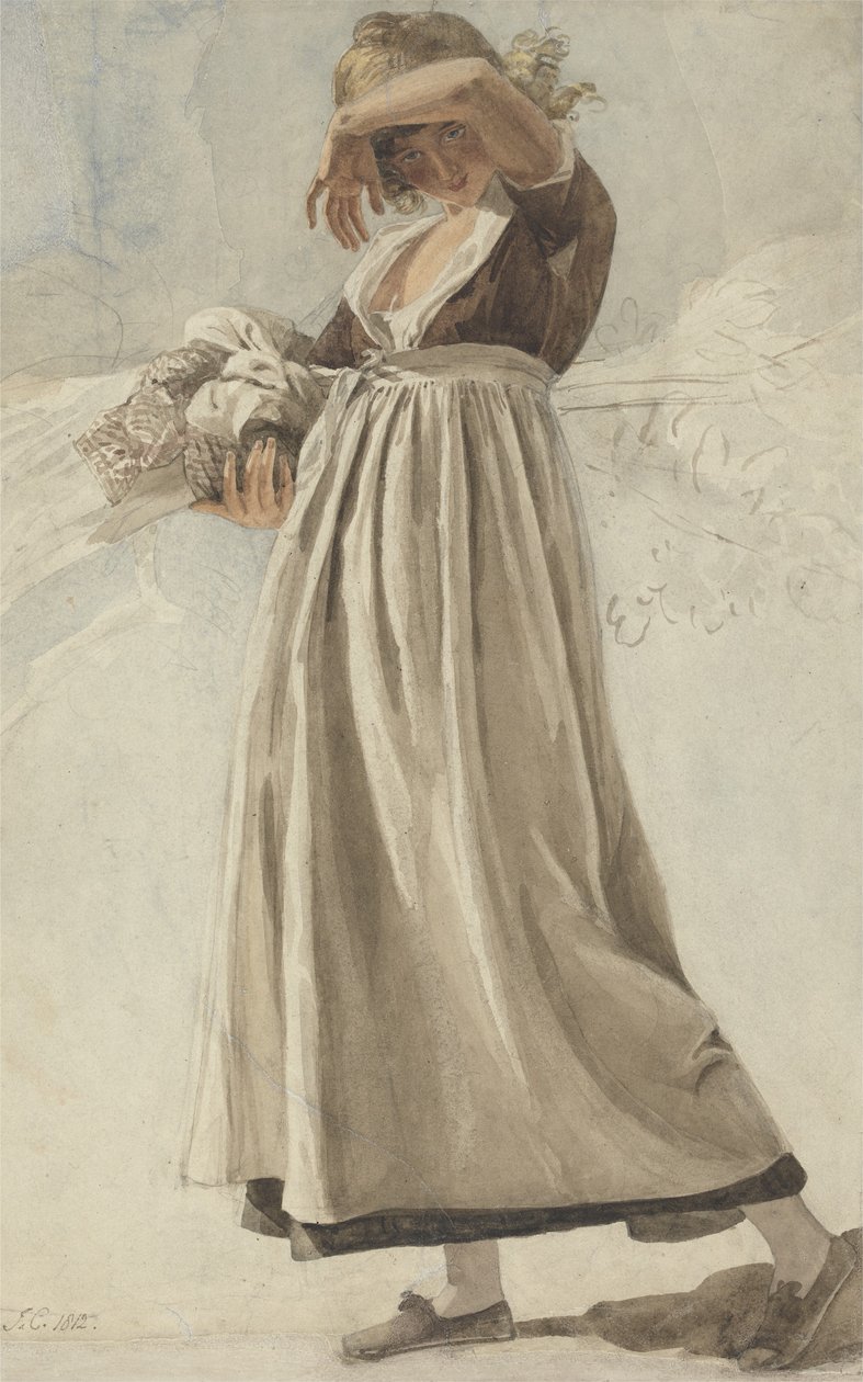 Wieśniaczka ocieniająca oczy, 1812 (wc nad grafitem na papierze) autorstwa Joshua Cristall