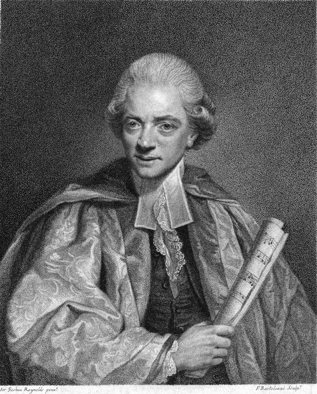 Charles Burney (1726-1814) rytowany przez Francesco Bartolozzi (1727-1815) opublikowany w 1784 autorstwa Joshua Reynolds
