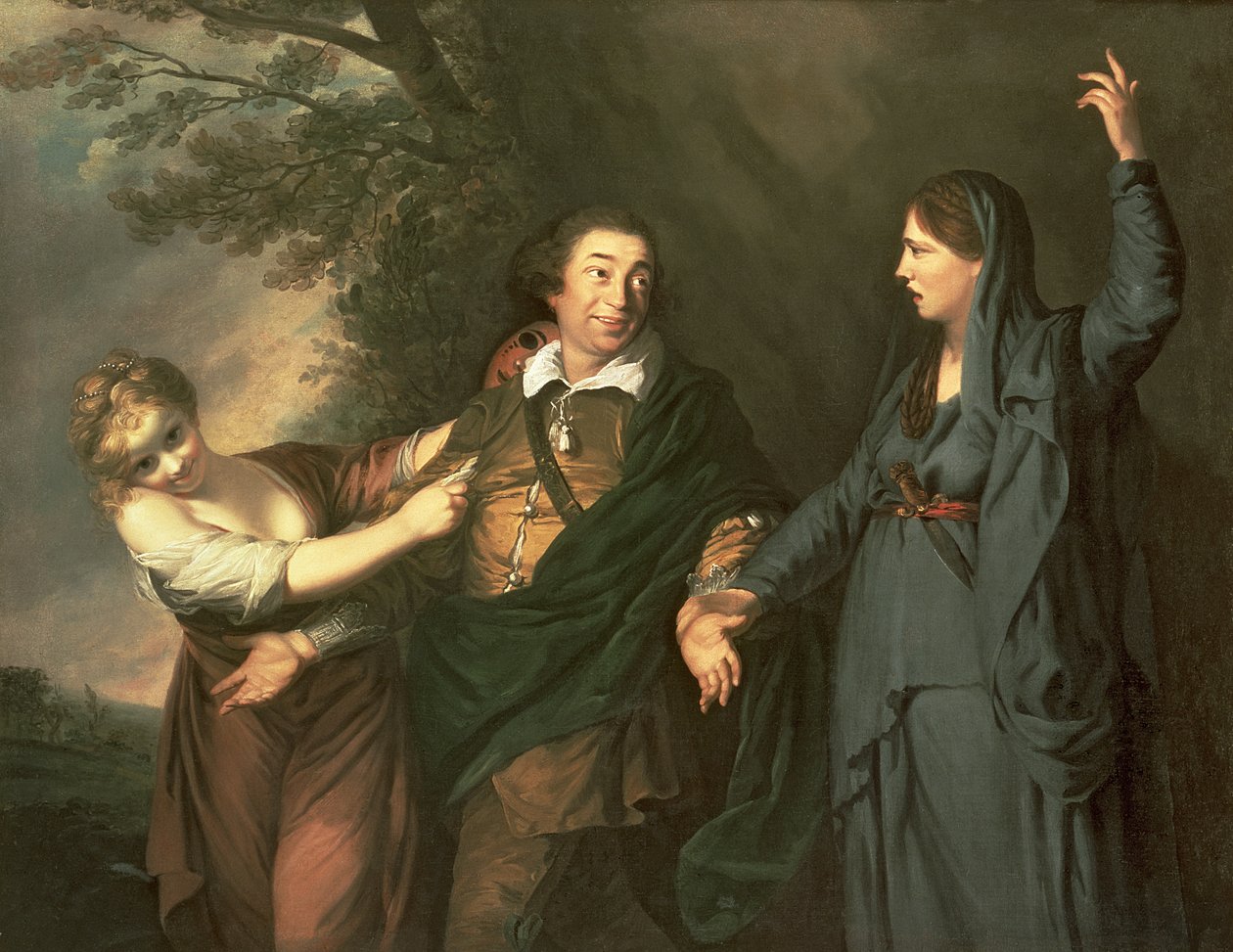 David Garrick (1717-79) między muzami tragedii i komedii 1760-61 autorstwa Joshua Reynolds