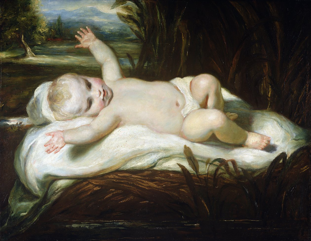 Mojżesz w sitowiu (olej na płótnie bez podszewki) autorstwa Joshua Reynolds