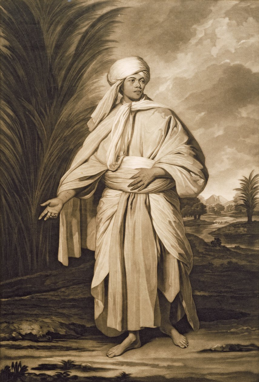 Omai, grawerowane przez Johna Jacobe, 1777 (mezzotinta) autorstwa Joshua Reynolds