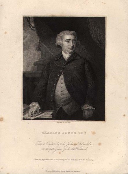 Charles James Fox (1749-1806), grawerowane przez Johna Williama Cooka (grafika) autorstwa Joshua (after) Reynolds