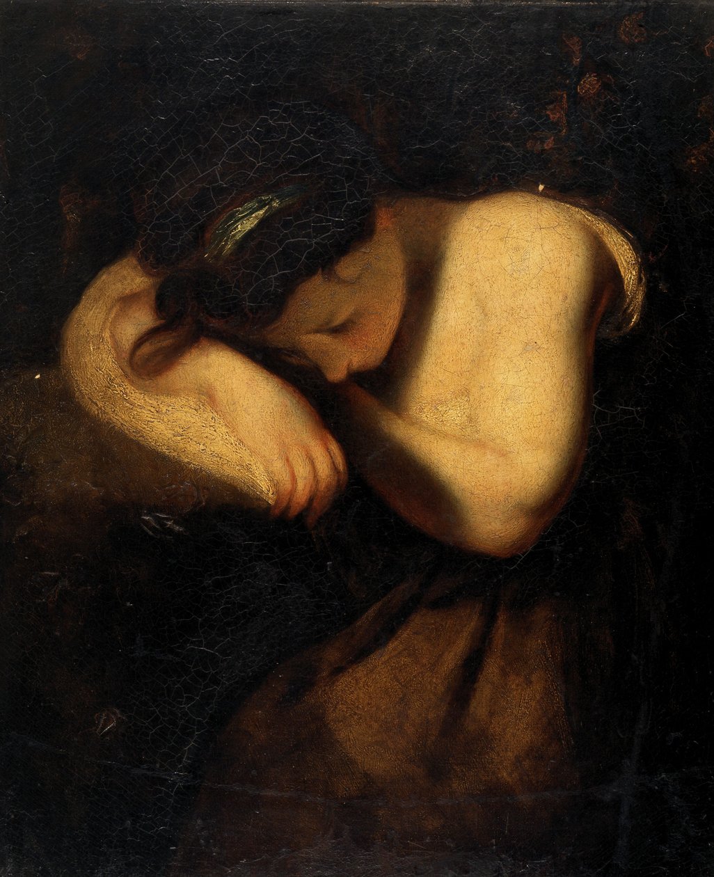 Śpiąca dziewczyna (olej na płótnie) autorstwa Joshua (follower of) Reynolds