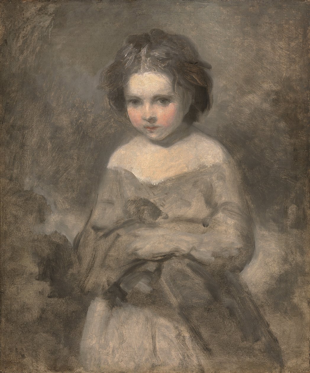 Studium młodej dziewczyny, półmetraż - niedokończone (olej na płótnie) autorstwa Joshua (studio of) Reynolds