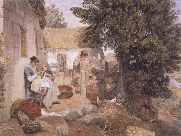 Domki w pobliżu Symonds Yat z Country Figures autorstwa Joshua Cristall
