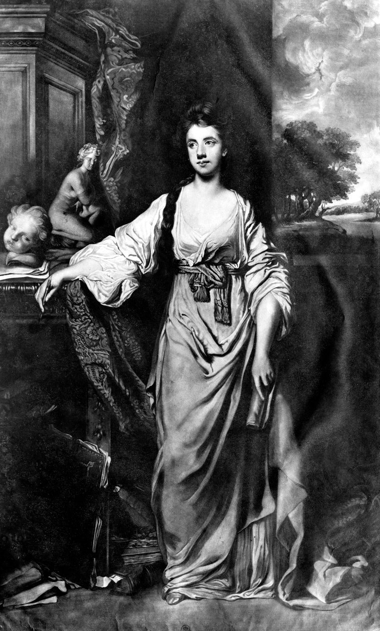 Anne Hussey Stanhope z domu Delaval, później Morris, Lady Stanhope, grawerowana przez Jamesa Watsona mezzotinta autorstwa Joshua Reynolds