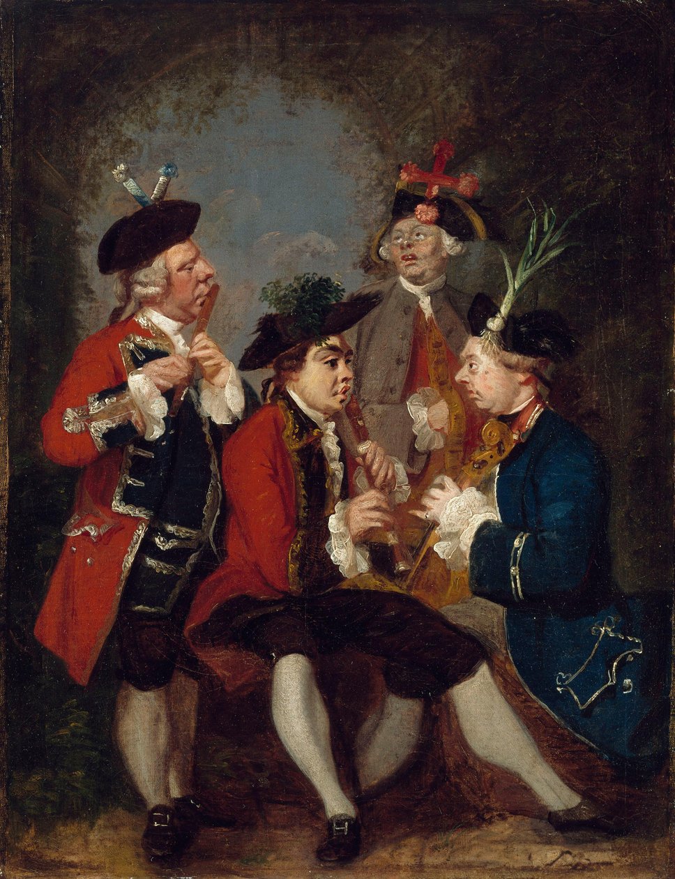 Karikatur von Sir Thomas Kennedy, James Caulfield, Viscount Charlemont, der ehrenwerte John Ward und Richard Phelps autorstwa Joshua Reynolds
