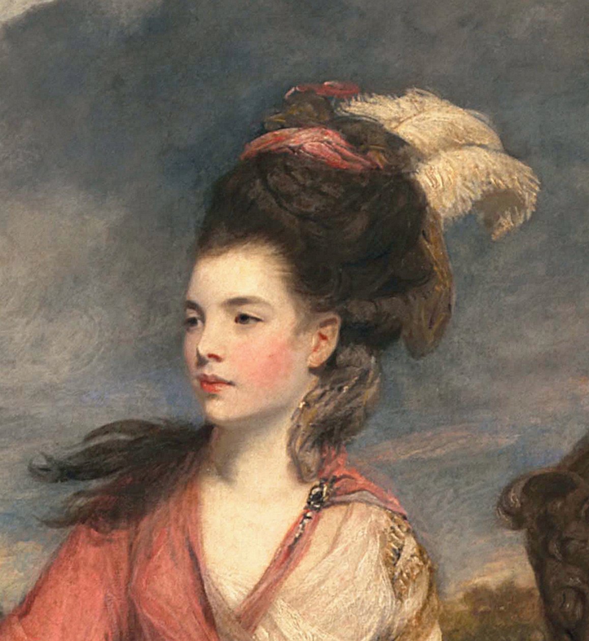 Jane Fleming, późniejsza hrabina Harrington, ok. 1778-79 olej na płótnie, detal z 373099 autorstwa Joshua Reynolds