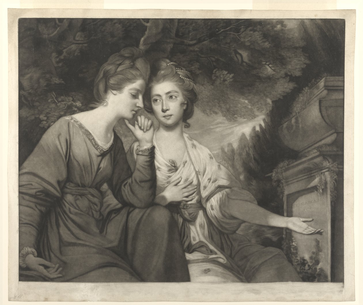 Pani Harriet Bouverie i pani Frances Ann Crewe, grawerowane przez Giuseppe Marchi, 1770 autorstwa Joshua Reynolds