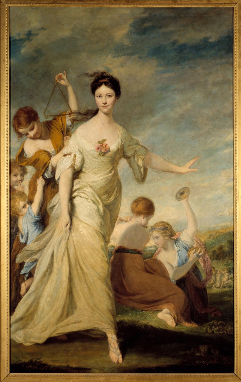 Portret Madame Hale w Euphrosyn Madame John Hale interpretuje Euphrosyn, łaskę radości w mitologii greckiej. Obraz Joshuy Reynoldsa (1723-1792) 1762-1764. Ciemny. 236 x 146 cm. Ze zbiorów prywatnych - Pani Hale jako Euphrosyne. 1776. Olej na płótnie. Leeds autorstwa Joshua Reynolds