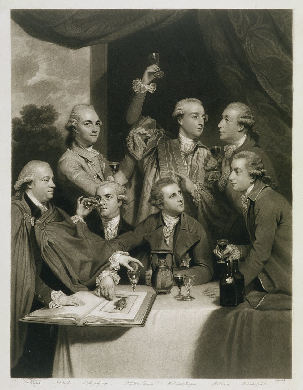 Sir William Hamilton (1730-1803) z innymi koneserami, Spotkanie Towarzystwa Dilettanti autorstwa Joshua Reynolds