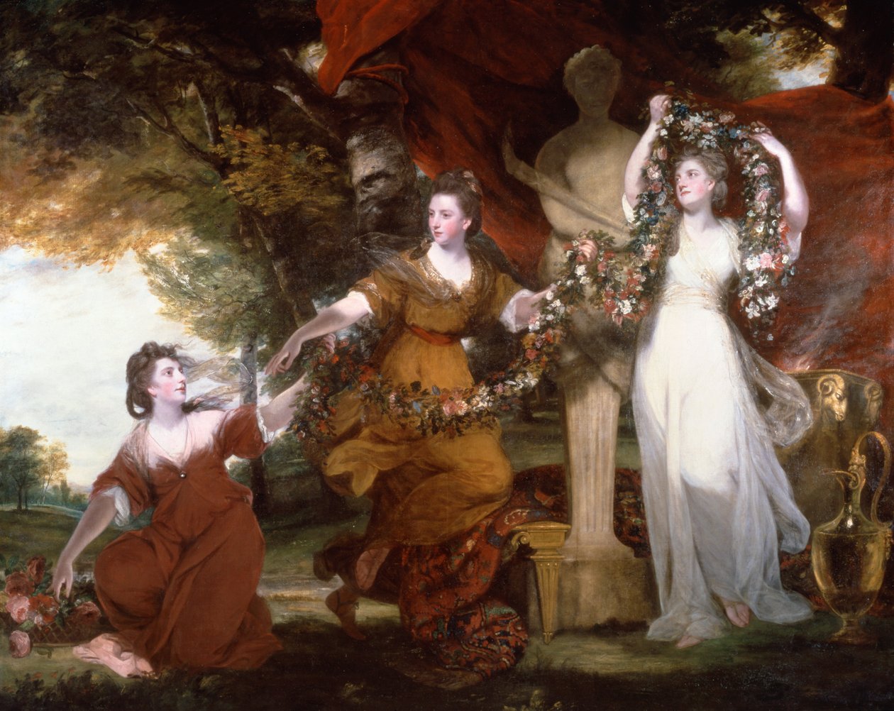 Trzy damy ozdabiające hermę Hymena autorstwa Joshua Reynolds