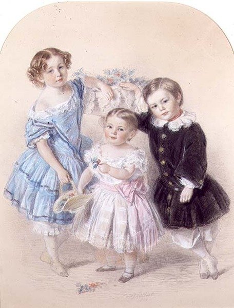 Portret trójki małych dzieci autorstwa Josiah Gilbert