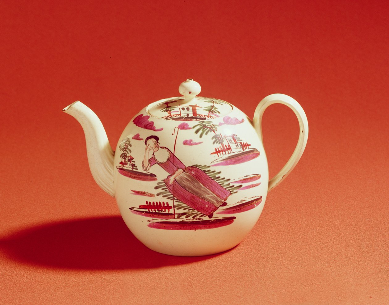 Czajnik pasterki, dekorowany przez Davida Rhodesa, ok. 1770 (kremware) autorstwa Josiah Wedgwood
