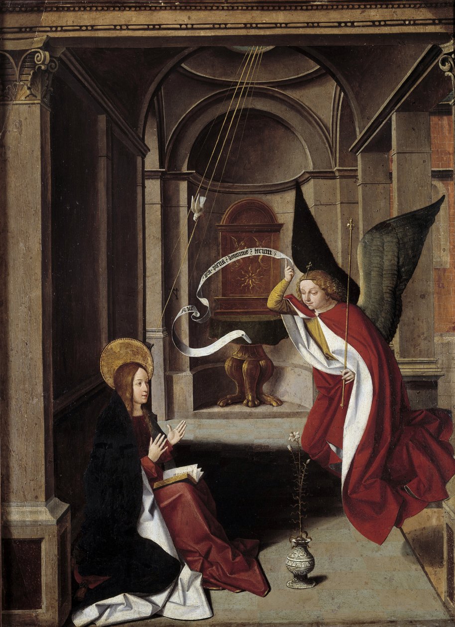 Życie Dziewicy: „Zwiastowanie” (obraz) autorstwa Josse (fl.1493 1508) Lieferinxe