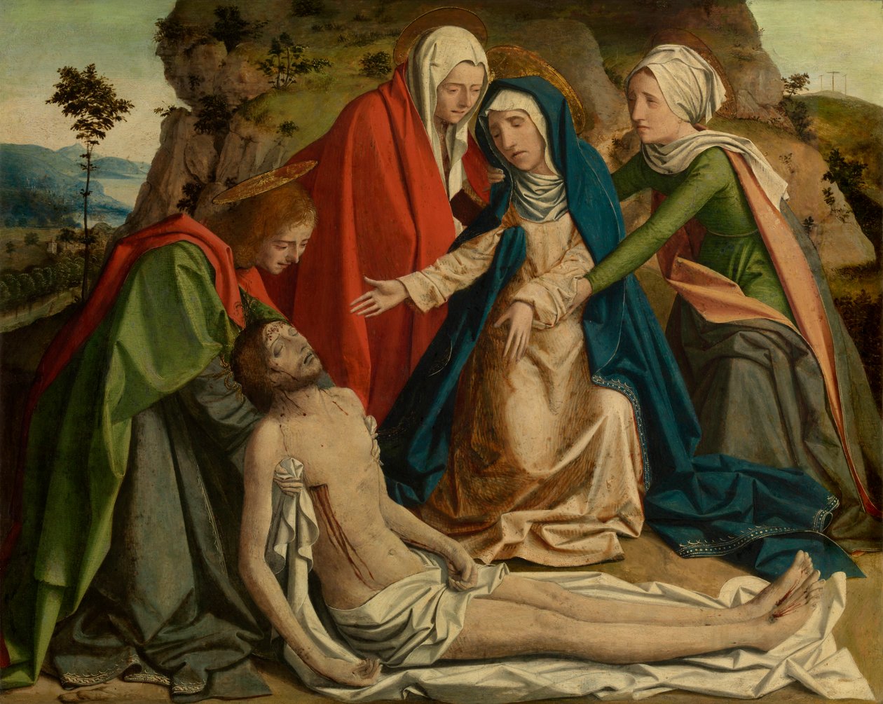 Opłakiwanie zmarłego Chrystusa (olej na desce) autorstwa Josse (fl.1493 1508) Lieferinxe