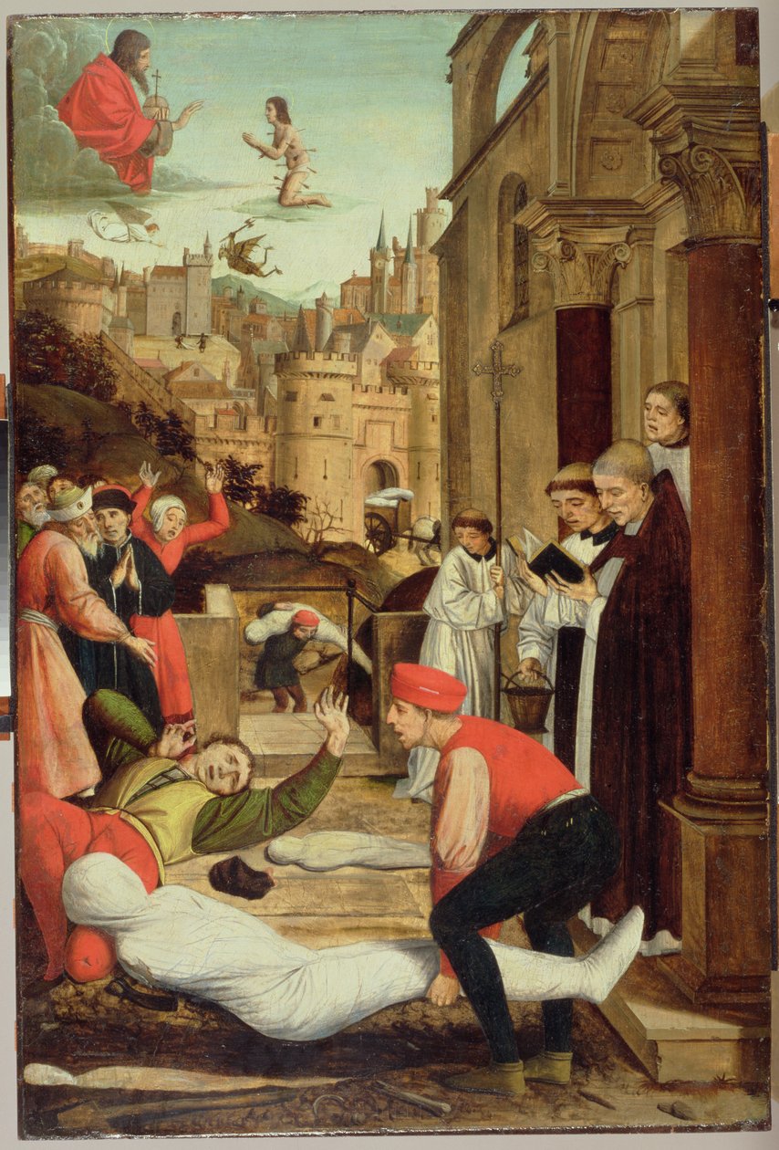 Św. Sebastian wstawiający się za zarazą, 1497-99 autorstwa Josse Lieferinxe