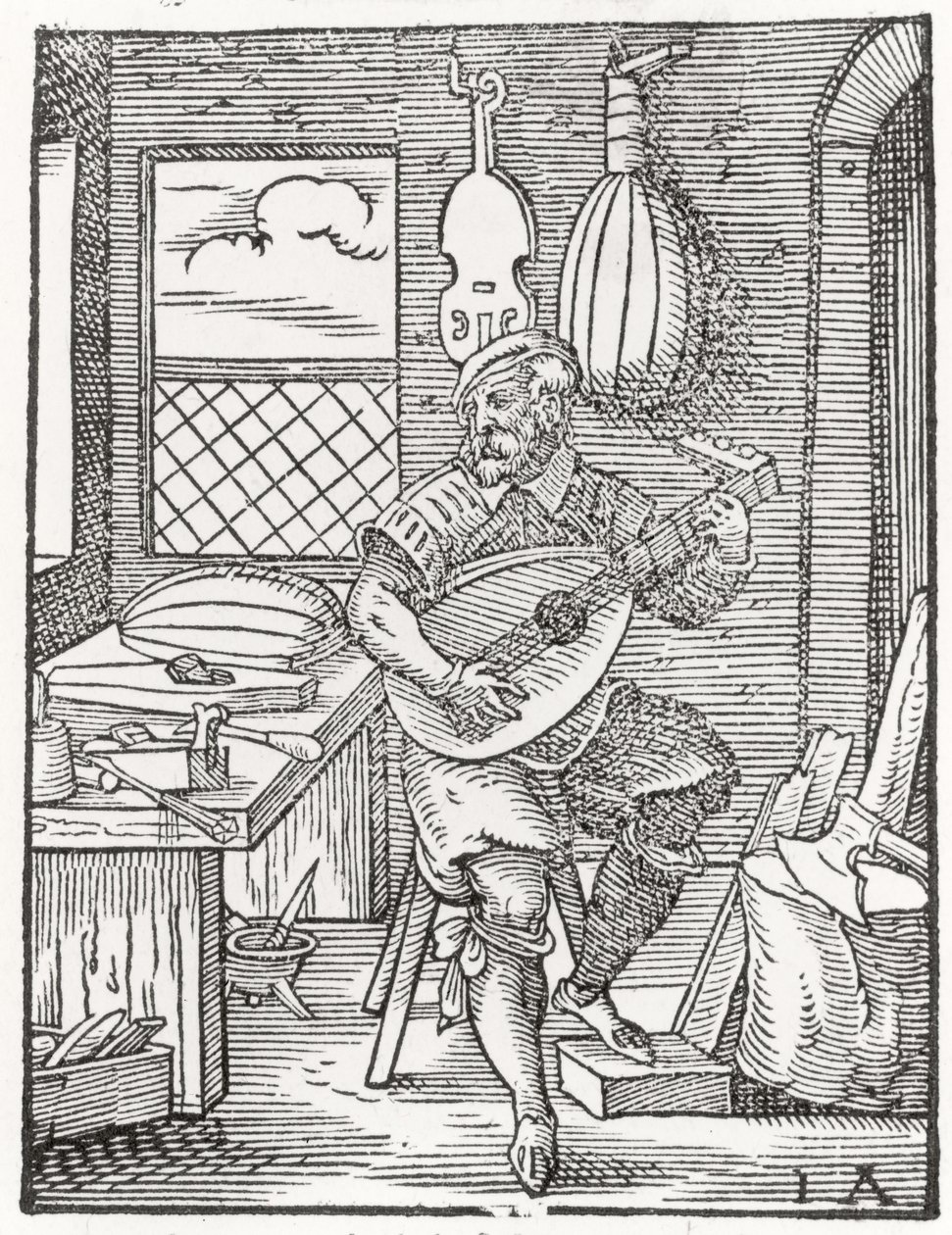Warsztat lutnika, ok.1570 autorstwa Jost Amman