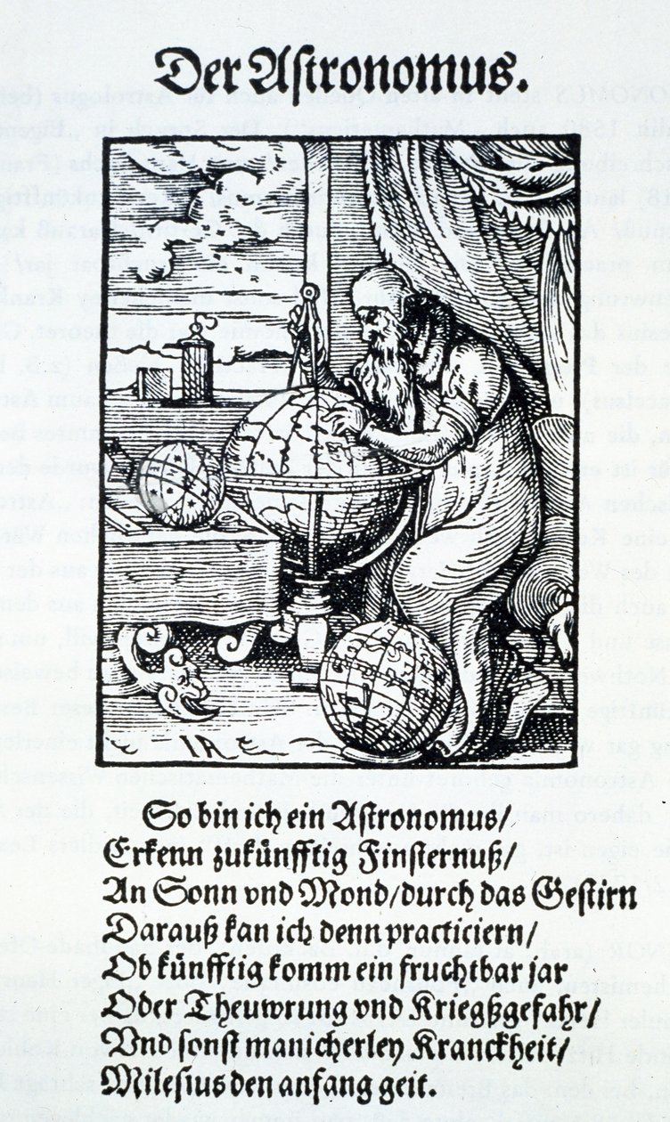 Astronom z wierszem Hansa Sachsa, wyd. Frankfurt 1568 autorstwa Jost Amman