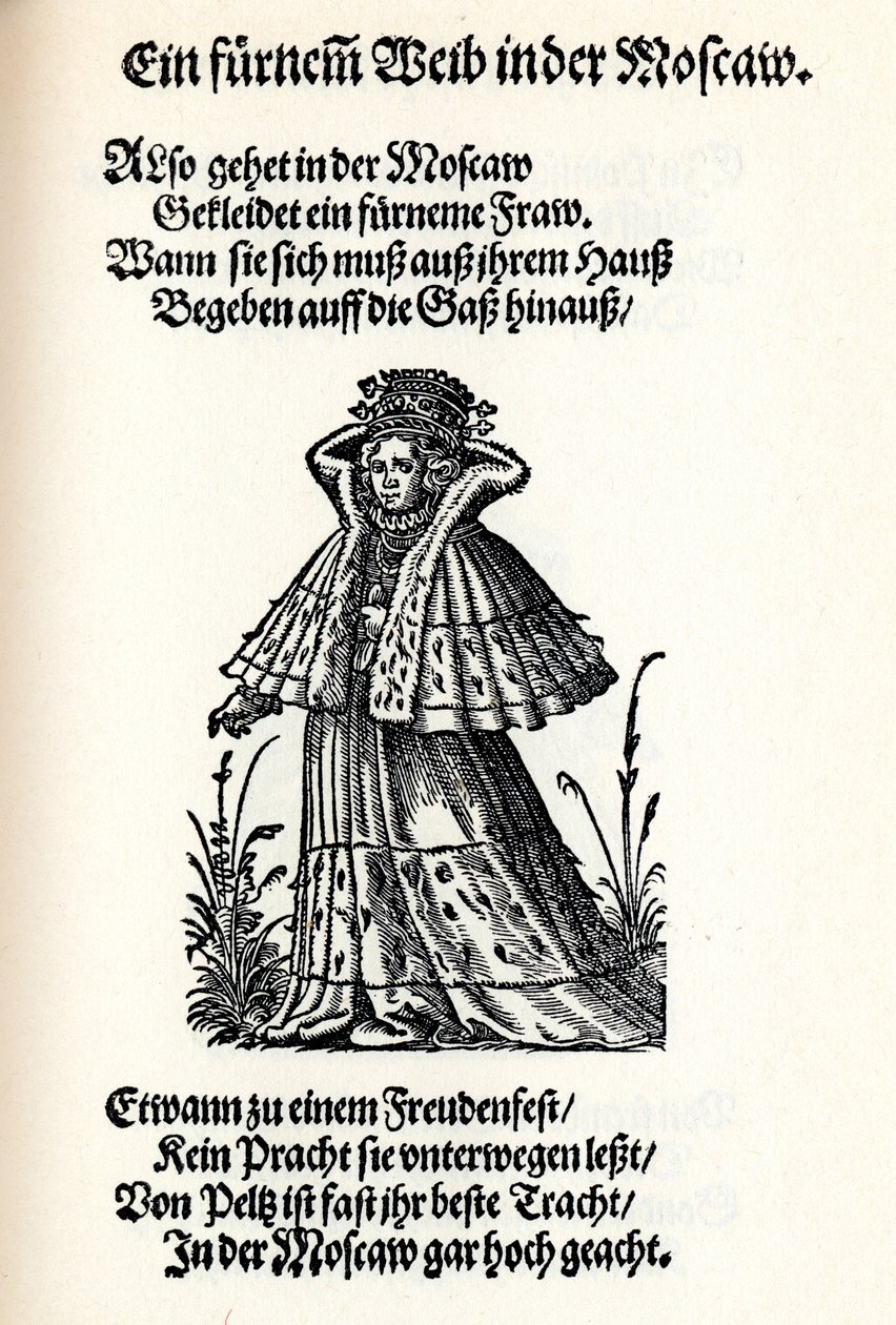 Szlachetna kobieta z Moskwy. Z Frauentrachtenbuch Frankfurt, 1586, 1586 autorstwa Jost Amman