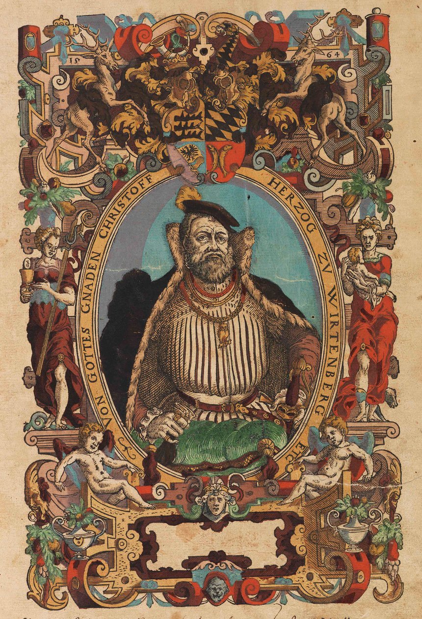 Portret księcia Christopha Wirtembergii 1515-1568 Z Biblia germanica, 1564. autorstwa Jost Amman