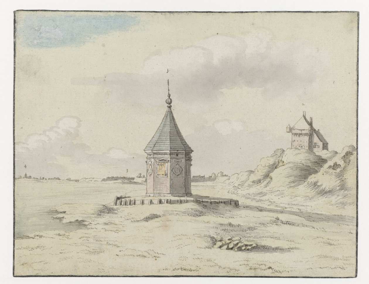 Widok na Stadsfontein („Fontanna miejska”), Bergen op Zoom autorstwa Josua de Grave (possibly)