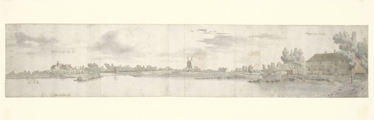 Panoramiczny widok na Kasteel Ooij i opłatę za przejazd, Brabancja Północna autorstwa Josua de Grave