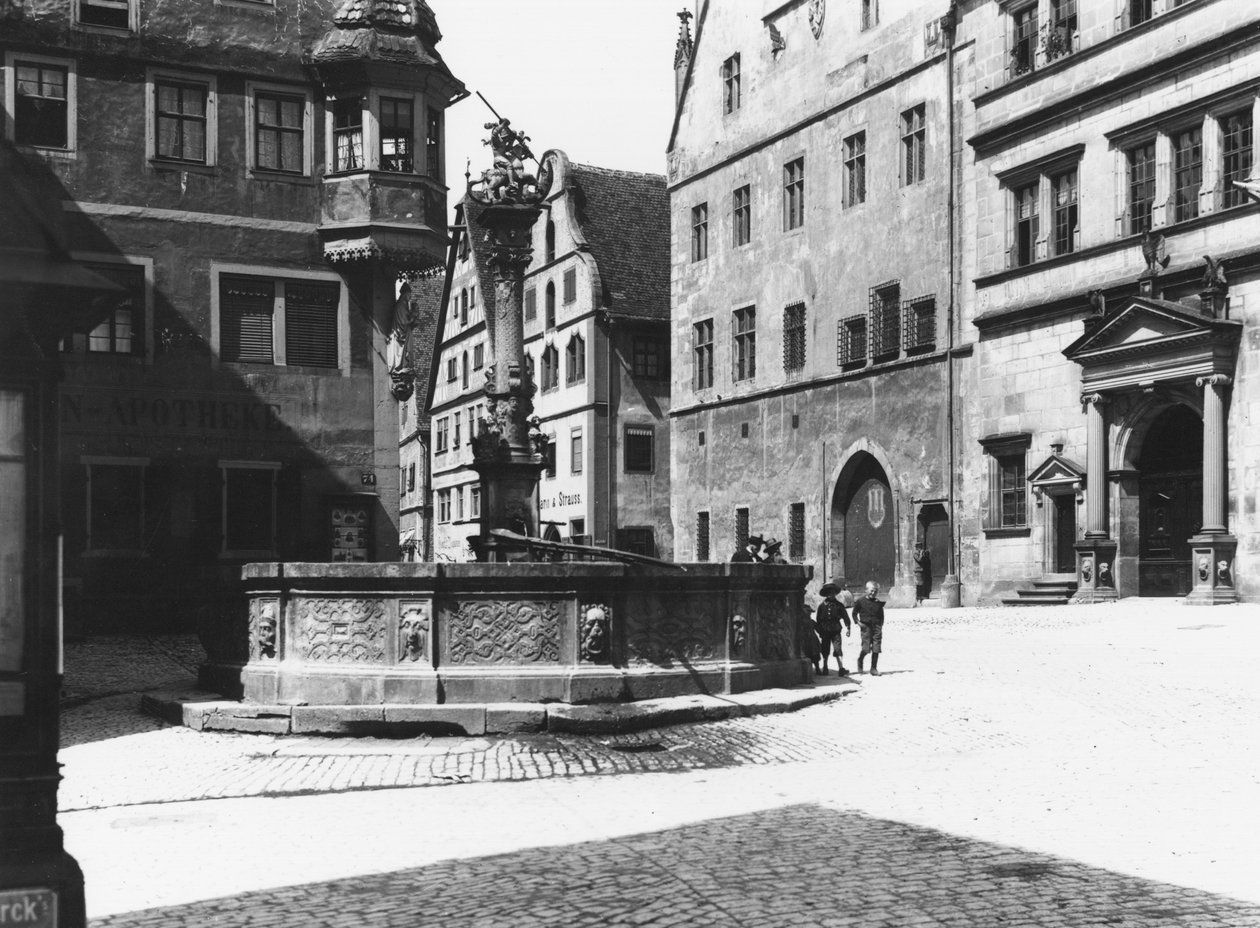 Fontanna St. Georgs, Rothenburg ob der Tauber, ok. 1910 autorstwa Jousset