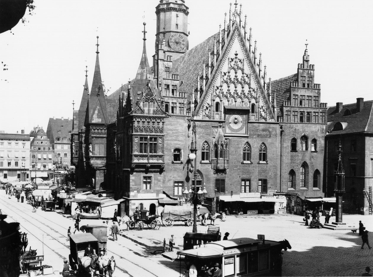 Ratusz, Wrocław (dzisiejszy Wrocław) Polska, ok. 1910 autorstwa Jousset