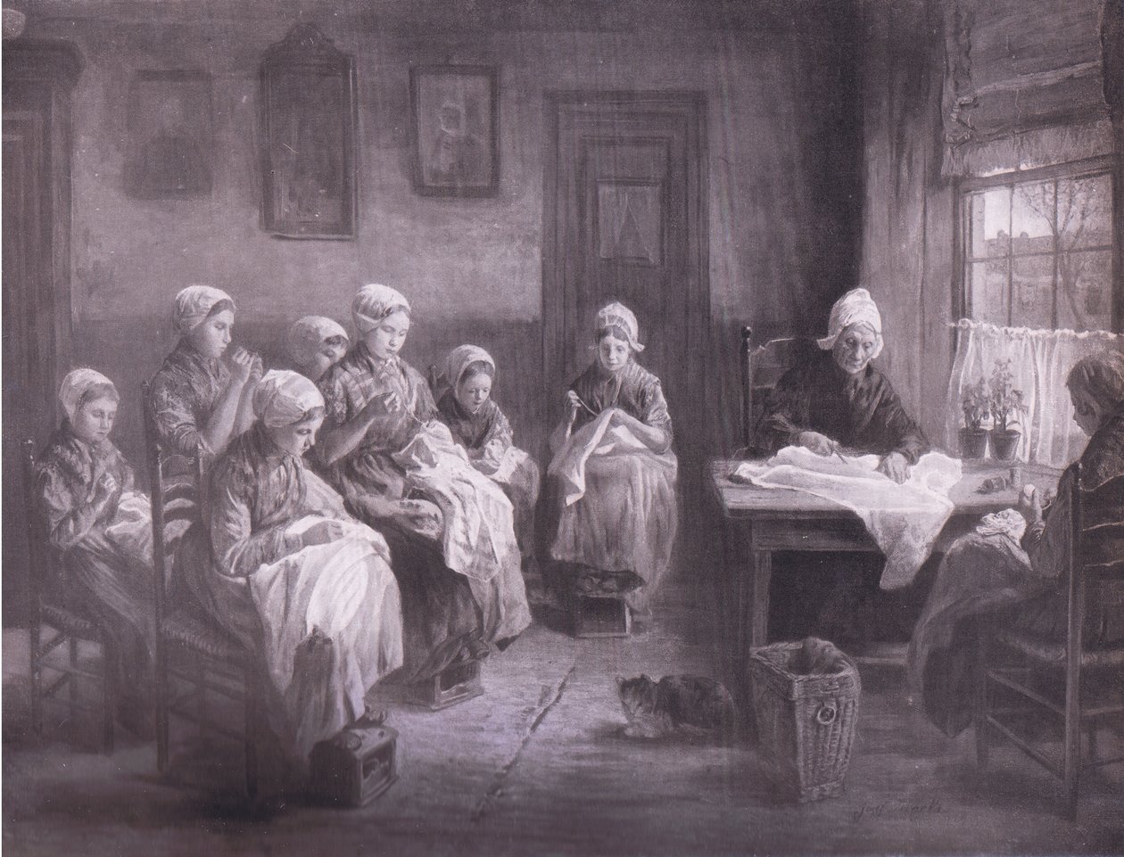 Szkoła szycia na Katwyku, Bibbys Annual, 1916-1917 autorstwa Jozef Israëls