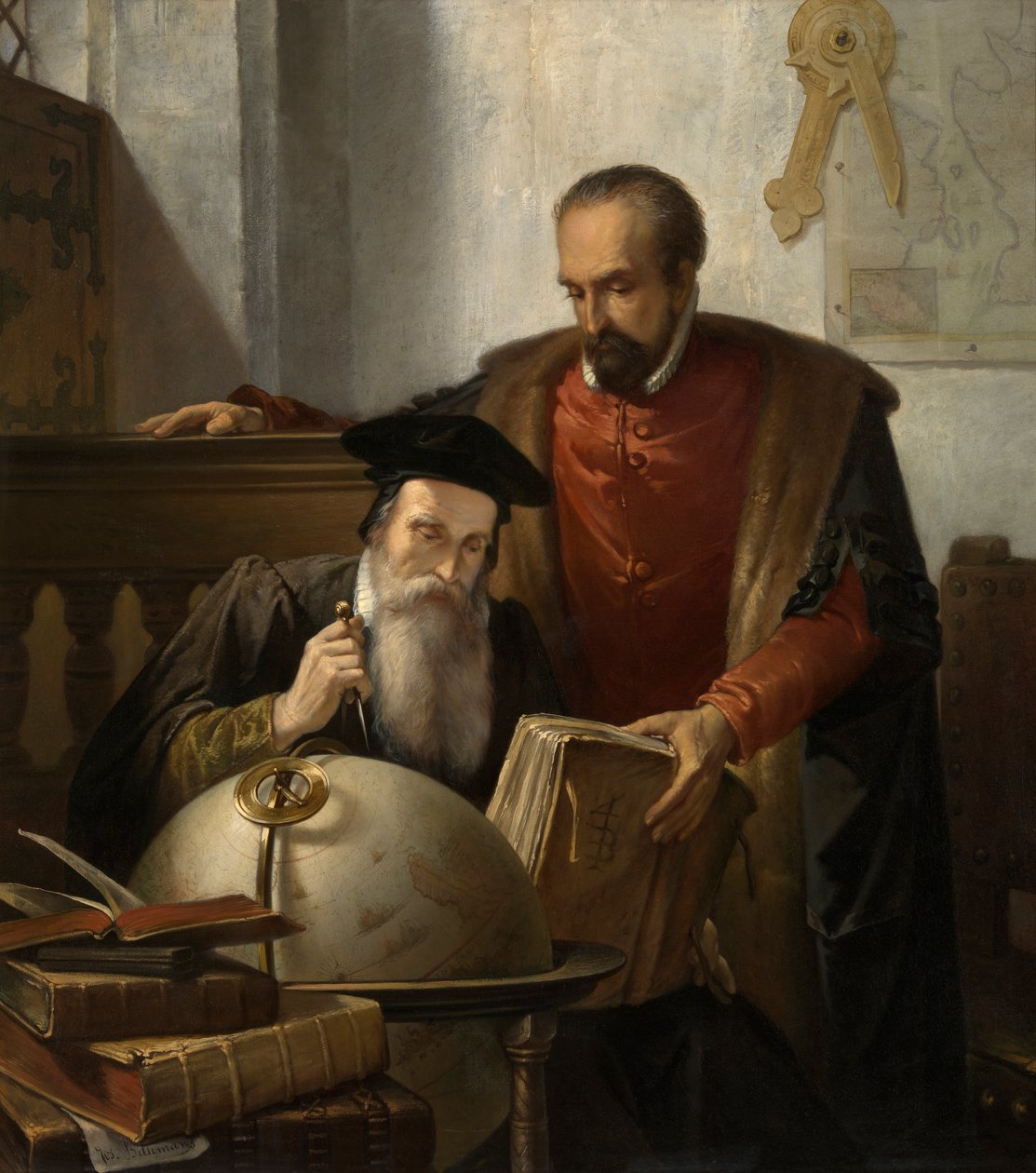 Mercator i Ortelius (olej na płótnie) autorstwa Jozef (1816 88) Bellemans