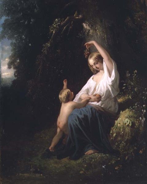 Matka i dziecko, ok.1850 autorstwa Jozef  Israels