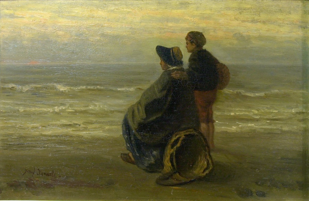 Matka z dzieckiem na brzegu morza, ok. 1890 (olej na płycie) autorstwa Jozef (1824 1911) Israels