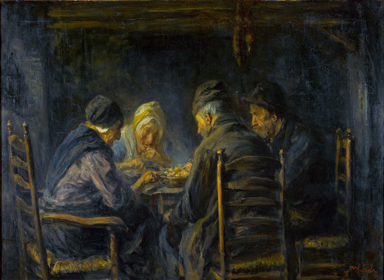 Zjadacze ziemniaków - Zjadacze ziemniaków - Obraz Józefa Israelsa (1824-1911) 1902 - Olej na płótnie - 119,5x151 - Gemeentemuseum Den Haag autorstwa Jozef  Israels